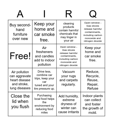 Air quality bingo Card