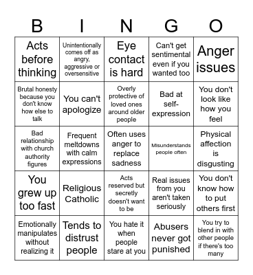 Celine bingo Card