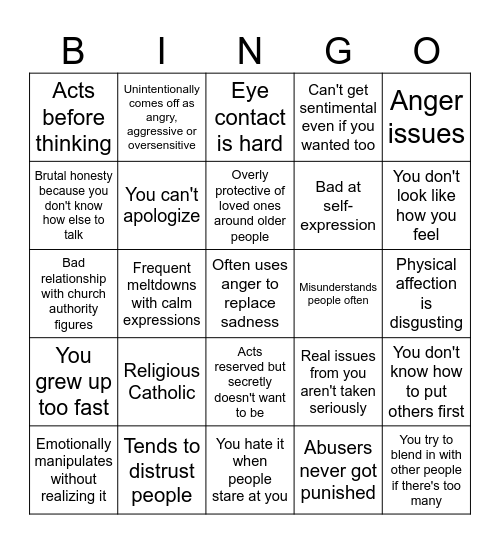 Celine bingo Card
