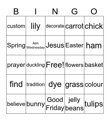 Easter Bingo Card