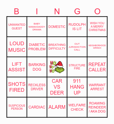 911 CHRISTMAS BINGO Card