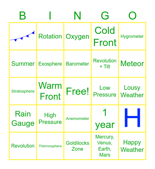 SMITH: Weather Bingo Card