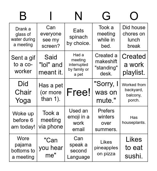 Office Bingo Card