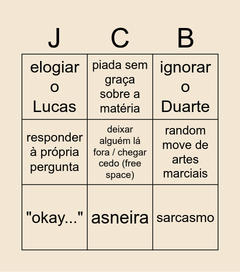 Jorge Cavadas bingo Card