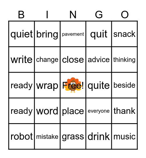 Letterland Review Bingo Card