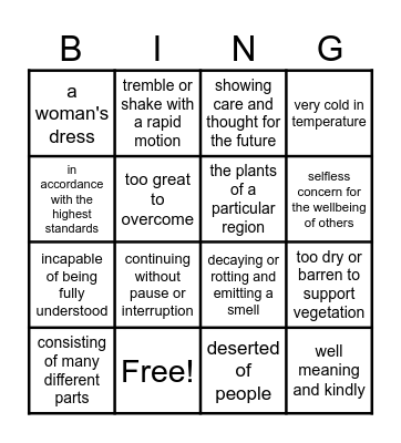 Context Clues Bingo Card