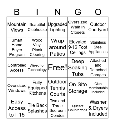 Lofts at Ivory Ridge Bingo Card