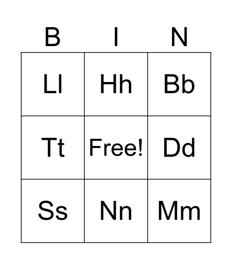 Lesson 10 BINGO Card