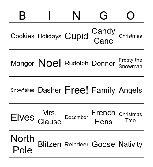 Christmas Bingo Card