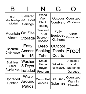 Lofts at Ivory Ridge Bingo Card