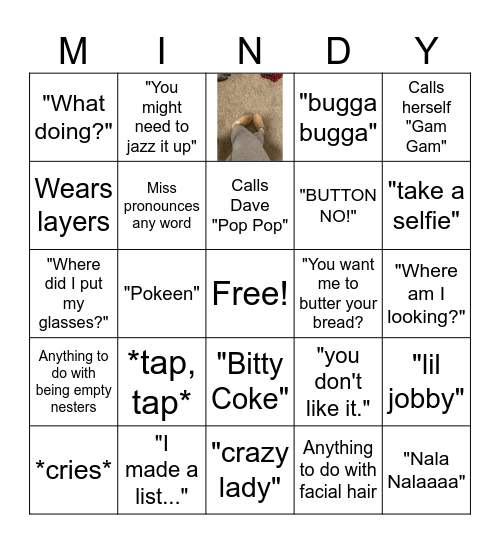 Mindy Holiday Bingo Card
