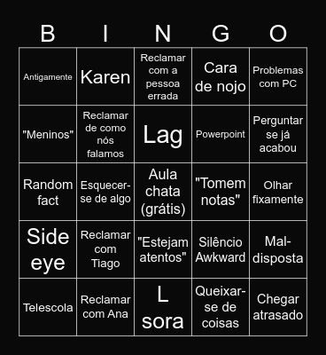 Sora de PT bingo Card