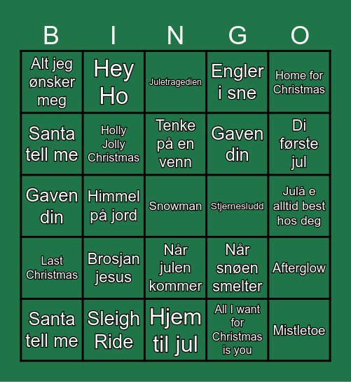 Julesanger bingo <3 Bingo Card