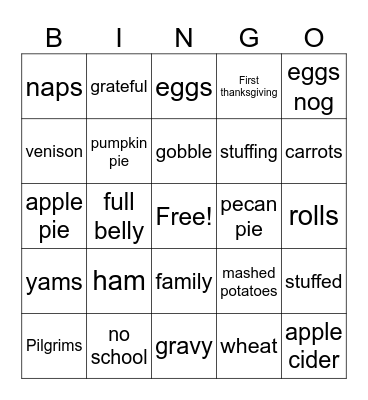 Thanksgiving Bingo Card