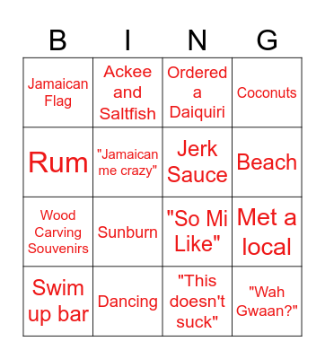 Jamaica Trip! Bingo Card
