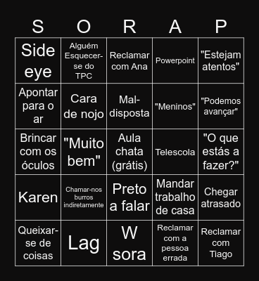 Sora de pt bingo Card