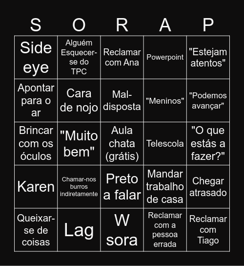 Sora de pt bingo Card