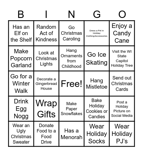 UBS Holiday BINGO! Bingo Card