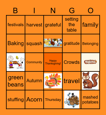 Thanksgiving Bingo Card