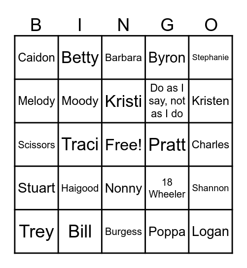 FAMILY BINGO Card