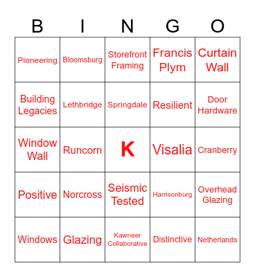 Happy Holidays from Kawneer! Bingo Card