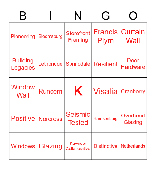 Happy Holidays from Kawneer! Bingo Card