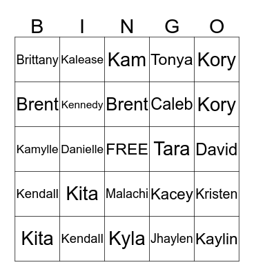 Family Bingo Card