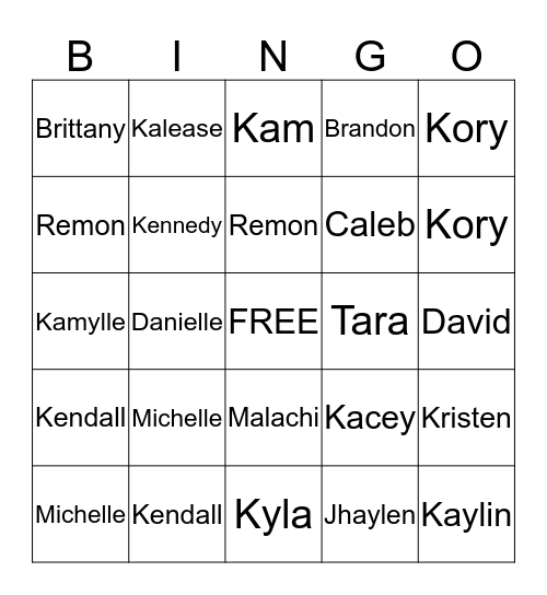 Family Bingo Card