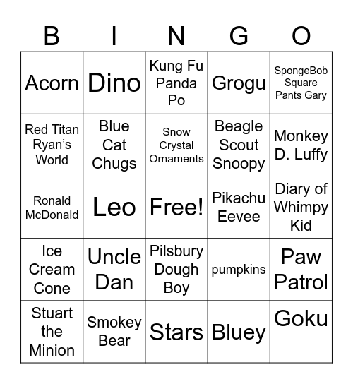 Thanksgiving Bingo Card
