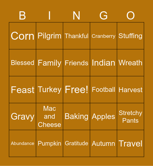 Westworld Thanksgiving BINGO Card
