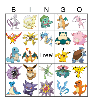 POKEMON Bingo Card