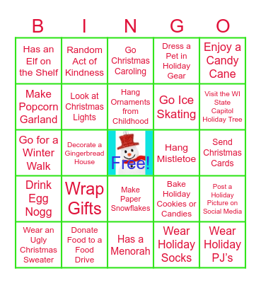 UBS Holiday BINGO Card