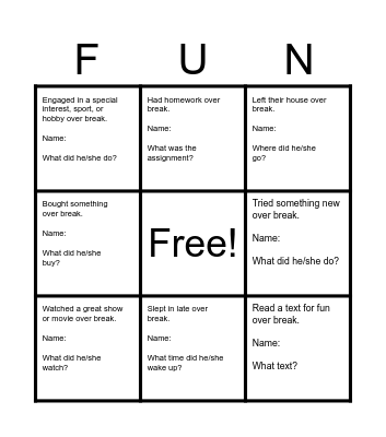 Find someone who... Bingo Card