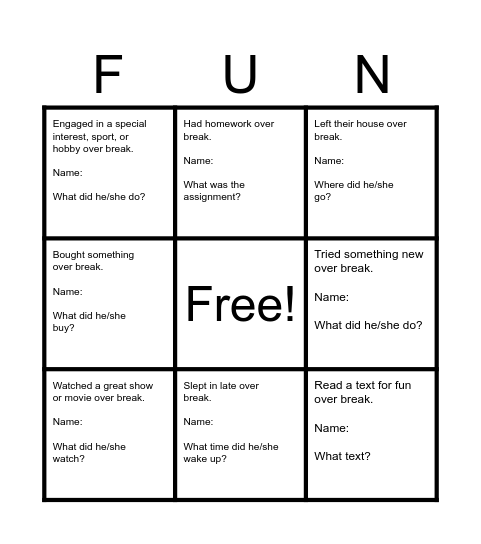 Find someone who... Bingo Card