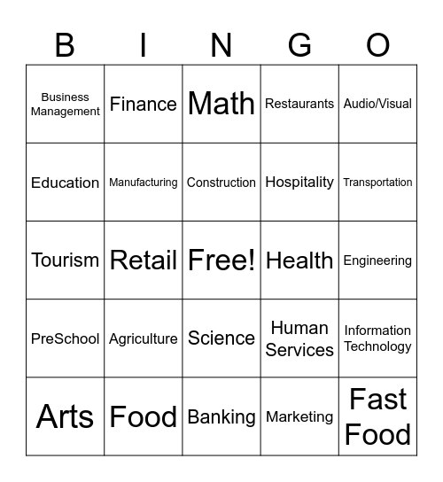 Careers Bingo Card