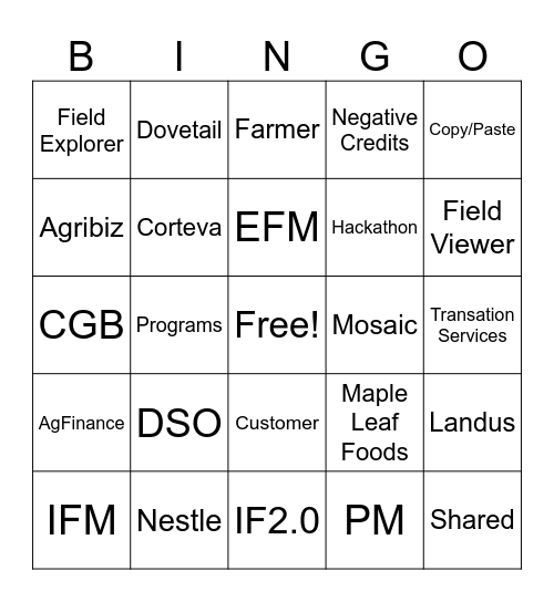 PM/UX All Hands Bingo! Bingo Card