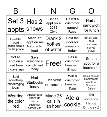 Untitled Bingo Card