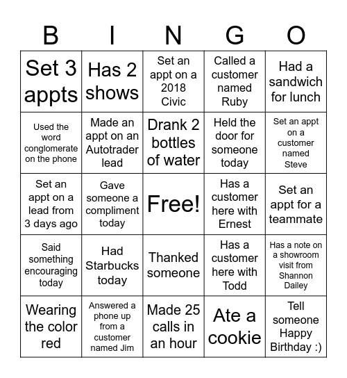 Untitled Bingo Card