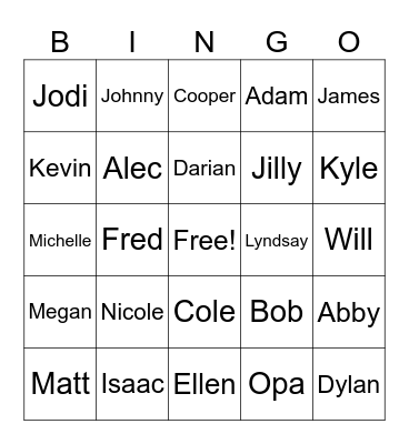 Schmitt Family Bingo 2023 Bingo Card