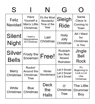 Holiday Szn Bingo Card