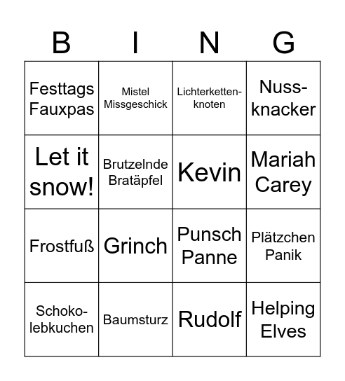 Weihnachtsbingo Card