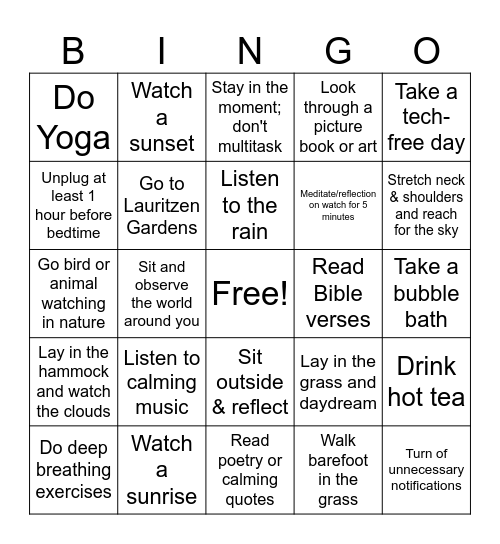 Meditation in May Bingo Card