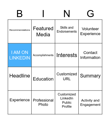 LINKEDIN Bingo Board Bingo Card