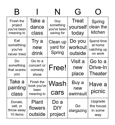 Just do it June Bingo Card