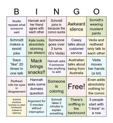 Socratic Seminar Bingo! Bingo Card