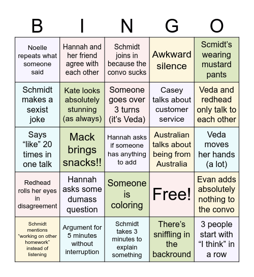 Socratic Seminar Bingo! Bingo Card