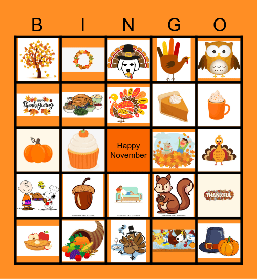 Thanksgiving Bingo Card