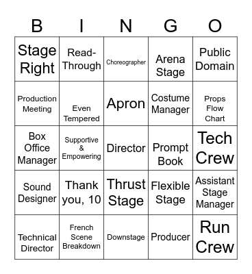 Entertainment Design & Technology Bingo Card