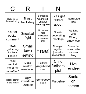 Hallmark Bingo Card