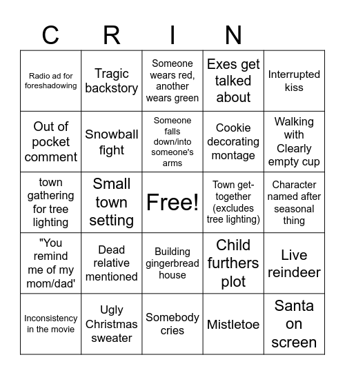Hallmark Bingo Card